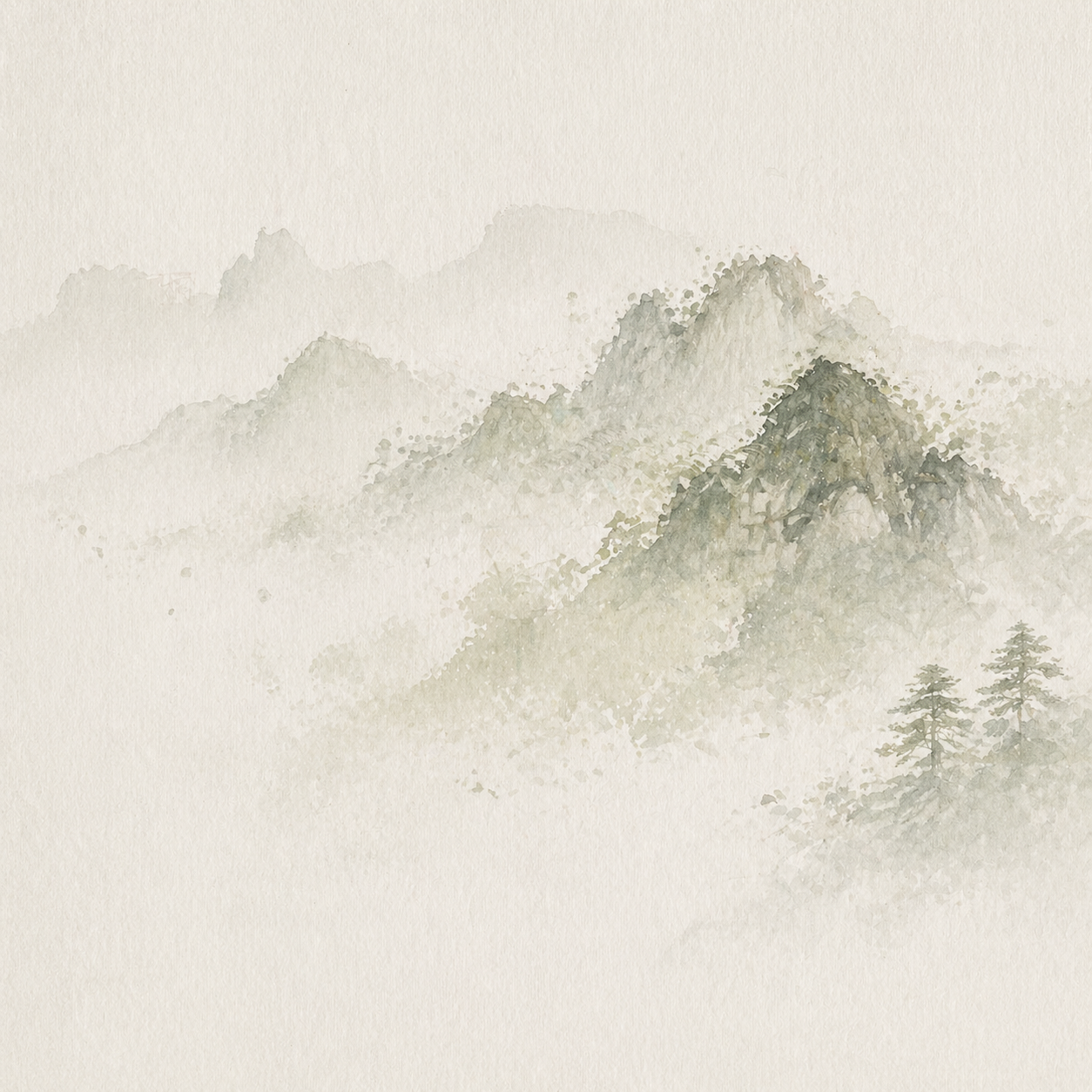 Misty mountain ink wash